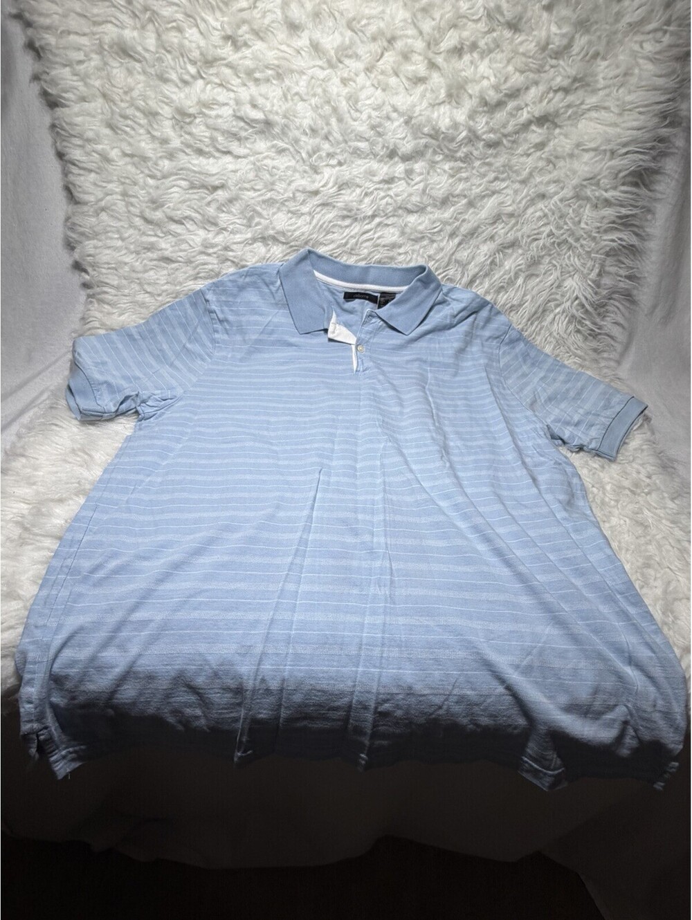 Men's Claiborne Blue Striped Golf Polo Shirt - Size XXL
